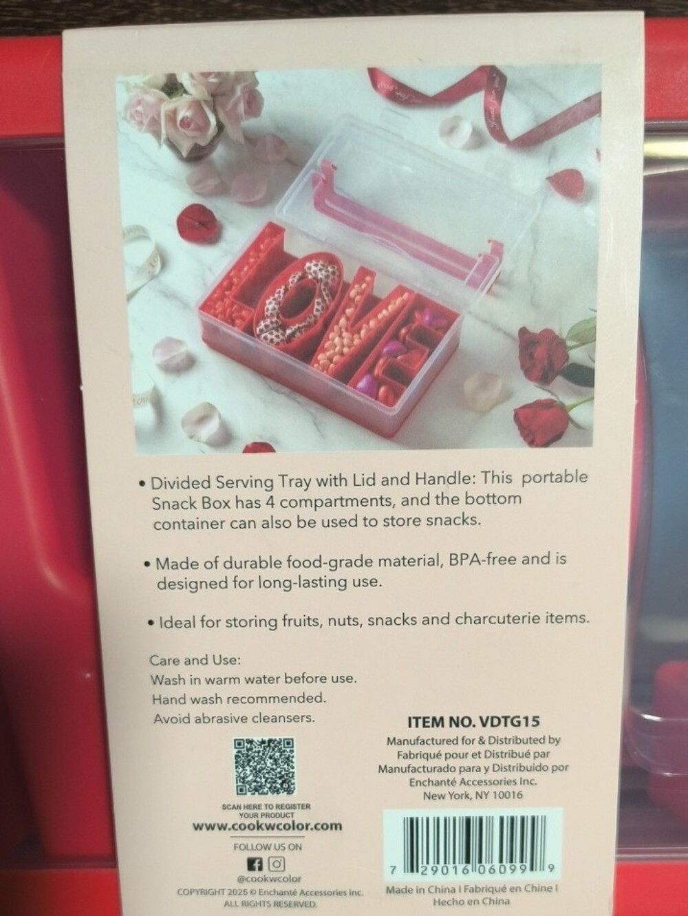 CWC Perfect On-the-Go Snack Box — Red 4-Compartment Organizer - Picture 2 of 4